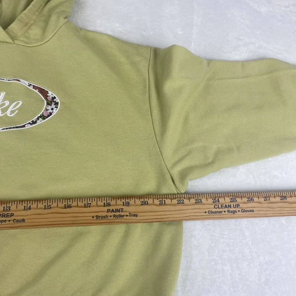 Nike Sweater Womens Medium Green Cropped Hoodie Logo Sweatshirt Pullover